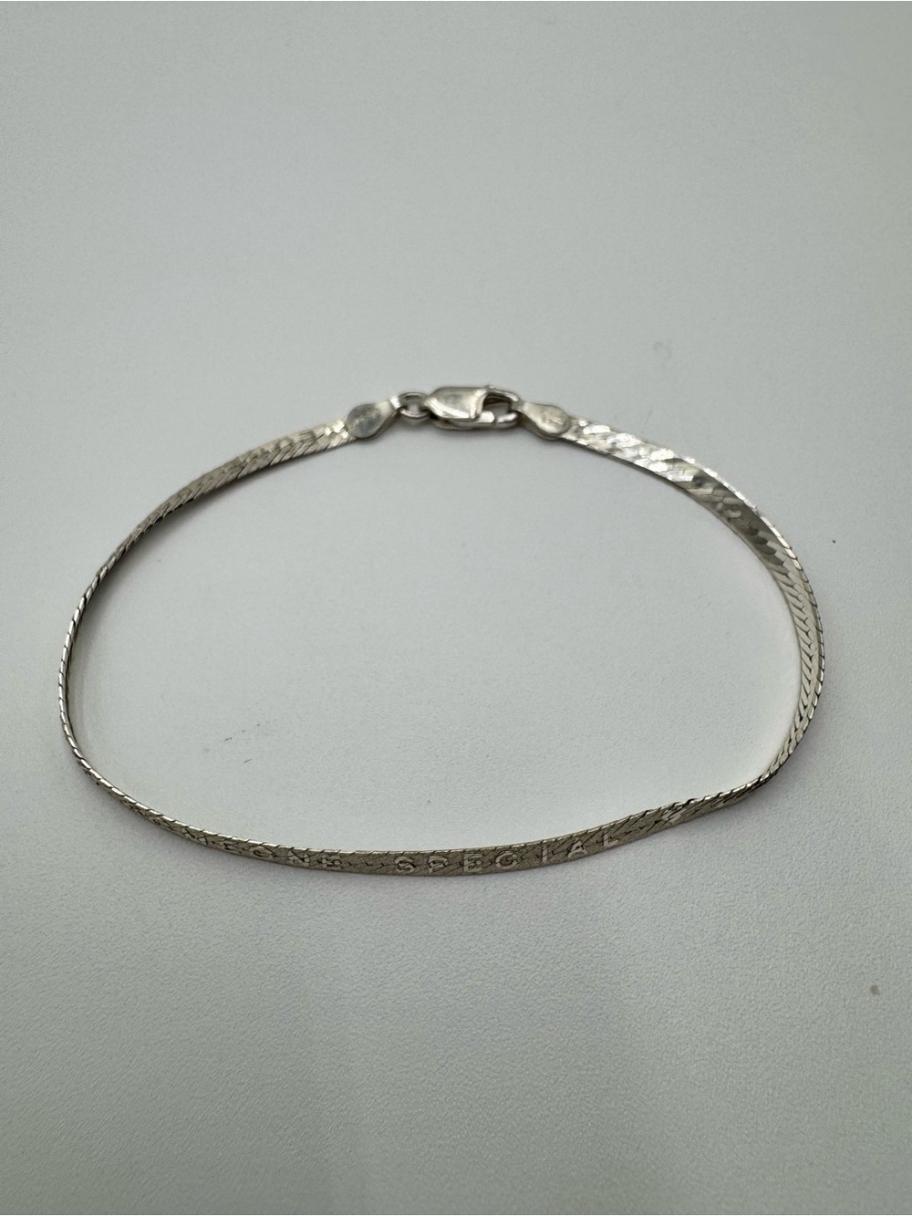 7.5” 925 sterling Silver Herringbone Italian Bracelet with “Someone Special”